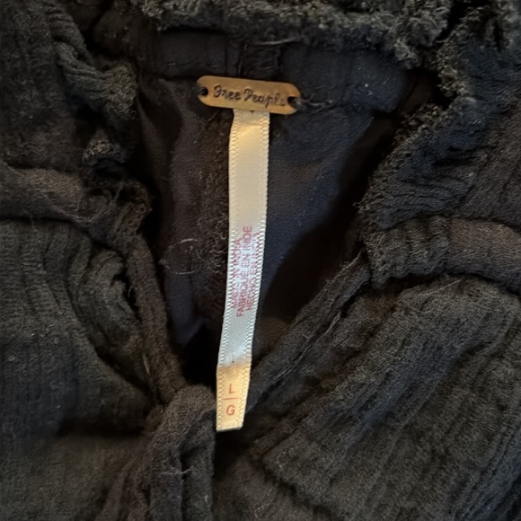 Free People Antoinette Lined Fit & Flare Cotton Black V-neck Sleeveless Dress L - Picture 5 of 7